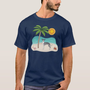 Blaue und weiße Iggin an einem tropischen Sommerst T-Shirt