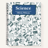 Blaue und weiße Illustrationswissenschaft Notizblock (Vorderseite)