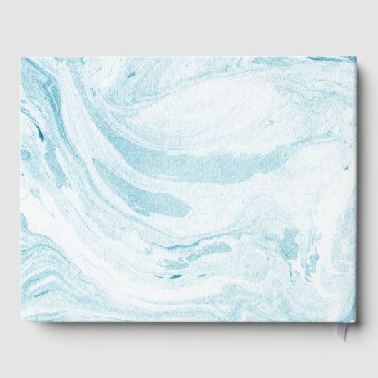 Blaue und weiße Imitate Marmor Modernes Hochzeitsf Gästebuch (Rückseite)