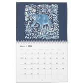 Blaue und weiße Indigowaldtiere Kalender (Mär 2026)