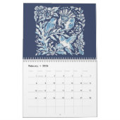 Blaue und weiße Indigowaldtiere Kalender (Feb 2026)