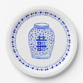 Blaue und weiße Ingwer-Glas-Sammlung Pappteller (Vorderseite)