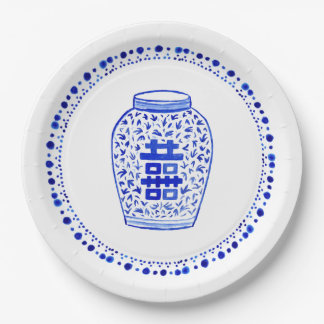 Blaue und weiße Ingwer-Glas-Sammlung Pappteller