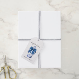 Blaue und weiße Ingwer-Vase mit blauem Band Geschenkanhänger