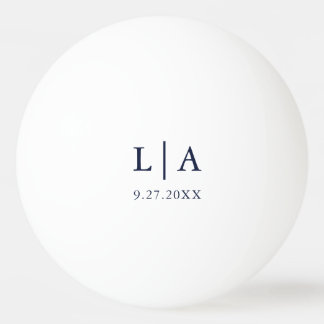 Blaue und weiße Initialen Hochzeit Personalisiert Tischtennisball