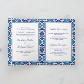 Blaue und weiße islamische arabische Hochzeit Einladung (Innenseite)