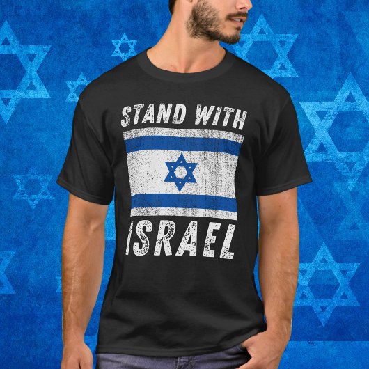 Blaue und weiße israelische Flagge, stehen Sie mit T-Shirt