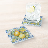 Blaue und weiße italienische Aquarellfliesen und Z