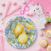 Blaue und weiße italienische Aquarellfliesen und Z Pappteller (Party)