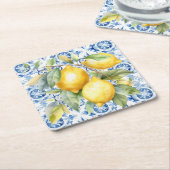 Blaue und weiße italienische Aquarellfliesen und Z Rechteckiger Pappuntersetzer (angewinkelt)