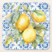 Blaue und weiße italienische Aquarellfliesen und Z Rechteckiger Pappuntersetzer (Vorderseite)