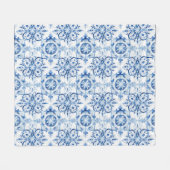 Blaue und weiße italienische Aquarellmuster Fleecedecke (Vorderseite (Horizontal))