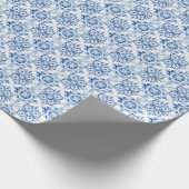Blaue und weiße italienische Aquarellmuster Geschenkpapier (Ecke)