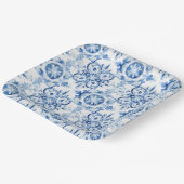 Blaue und weiße italienische Aquarellmuster Pappteller (Gewinkelt)