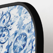 Blaue und weiße italienische Aquarellmuster Pickleball Schläger (Linke Seite)