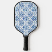 Blaue und weiße italienische Aquarellmuster Pickleball Schläger (Rückseite)