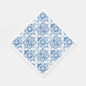 Blaue und weiße italienische Aquarellmuster Serviette (Ecke)