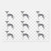 Blaue und weiße italienische Grauhunde Hunde mit P Geschenkpapier Set (Vorderseite)