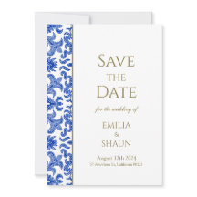 Blaue und weiße Italienische Hochzeit retten das D