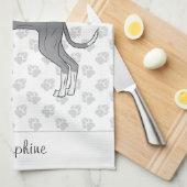 Blaue und weiße italienische Windhunde mit Individ Geschirrtuch (Viertel Falte)