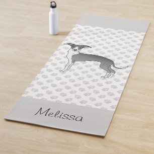 Blaue und weiße italienische Windhunde mit Individ Yogamatte