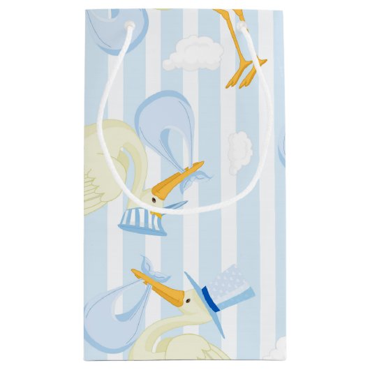 Blaue und weiße Jungenstorte Kleine Geschenktüte (Rückseite)