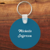 Blaue und weiße Kalligraphie Eleganter Chic Modern Schlüsselanhänger (Vorderseite)