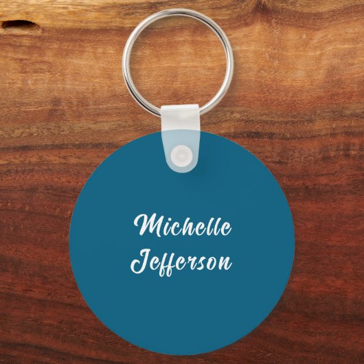 Blaue und weiße Kalligraphie Eleganter Chic Modern Schlüsselanhänger (Vorderseite)