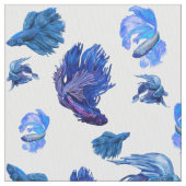 Blaue und weiße Kampffische Stoff (Nahaufnahme)