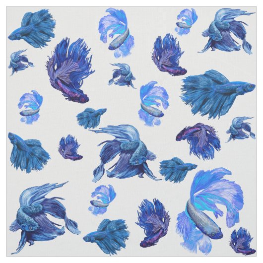 Blaue und weiße Kampffische Stoff (Muster)