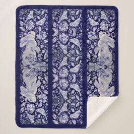 Blaue und weiße Kaninchen Bird Floral Chinoiserie Sherpadecke