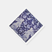 Blaue und weiße Kaninchen Bunny Birds Floral Oster Serviette (Ecke)