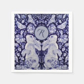 Blaue und weiße Kaninchen Bunny Birds Ursprünglich Serviette (Vorderseite)