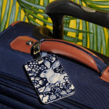 Blaue und weiße Kaninchen Bunny Floral Woodland Na