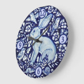 Blaue und weiße Kaninchen-Hare-Bird-Insekten-Mouse Große Wanduhr (Winkel)