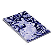 Blaue und weiße Kaninchen und Vögel, Bläsernavy Notizblock (Rechte Seite)