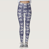 Blaue und weiße Kaninchenmuster Leggings (Vorderseite)