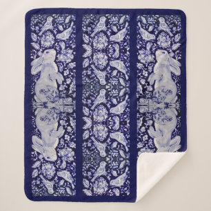 Blaue und weiße Kaninchenvögel Chinoiserie Natur Sherpadecke