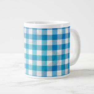 Blaue und weiße karierte Büffelkarosserie Jumbo-Tasse
