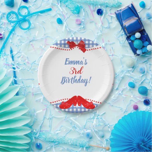 Blaue und weiße, karierte rote Schuhe Platz OZ Par Pappteller (Party)