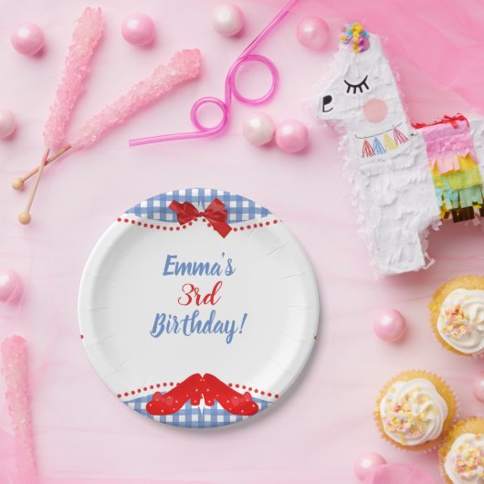 Blaue und weiße, karierte rote Schuhe Platz OZ Par Pappteller (Party)