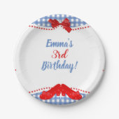 Blaue und weiße, karierte rote Schuhe Platz OZ Par Pappteller (Vorderseite)