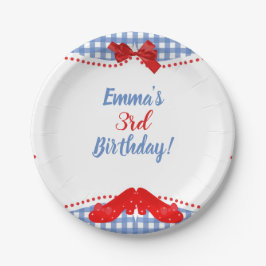 Blaue und weiße, karierte rote Schuhe Platz OZ Par Pappteller