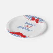 Blaue und weiße, karierte rote Schuhe Platz OZ Par Pappteller (Schrägansicht)