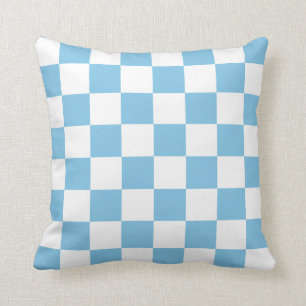 Blaue und weiße Karo Kissen