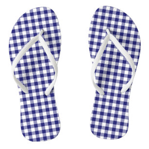Blaue und weiße Karos Gingham-Muster Badesandalen