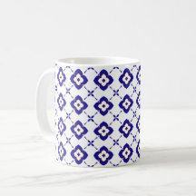 Blaue und weiße Keramik Kaffeemaschine Tasse