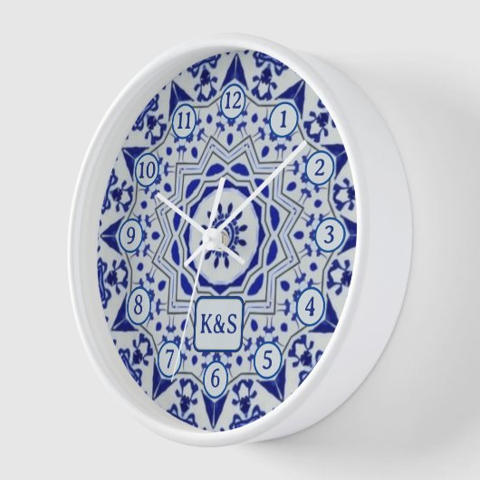 Blaue und weiße Keramik / Tile - Weltkulturen Uhr (Winkel)