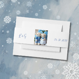 Blaue und weiße kichtige Hochzeitsfigur Einladungsbanderole