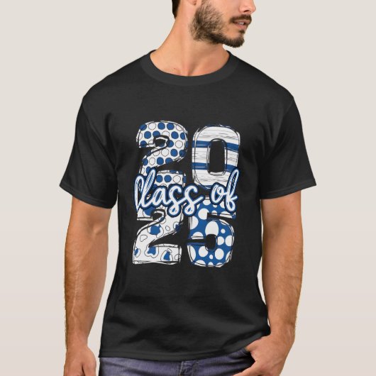 Blaue und weiße Klasse 2025 Klasse 2025 T-Shirt (Vorderseite)